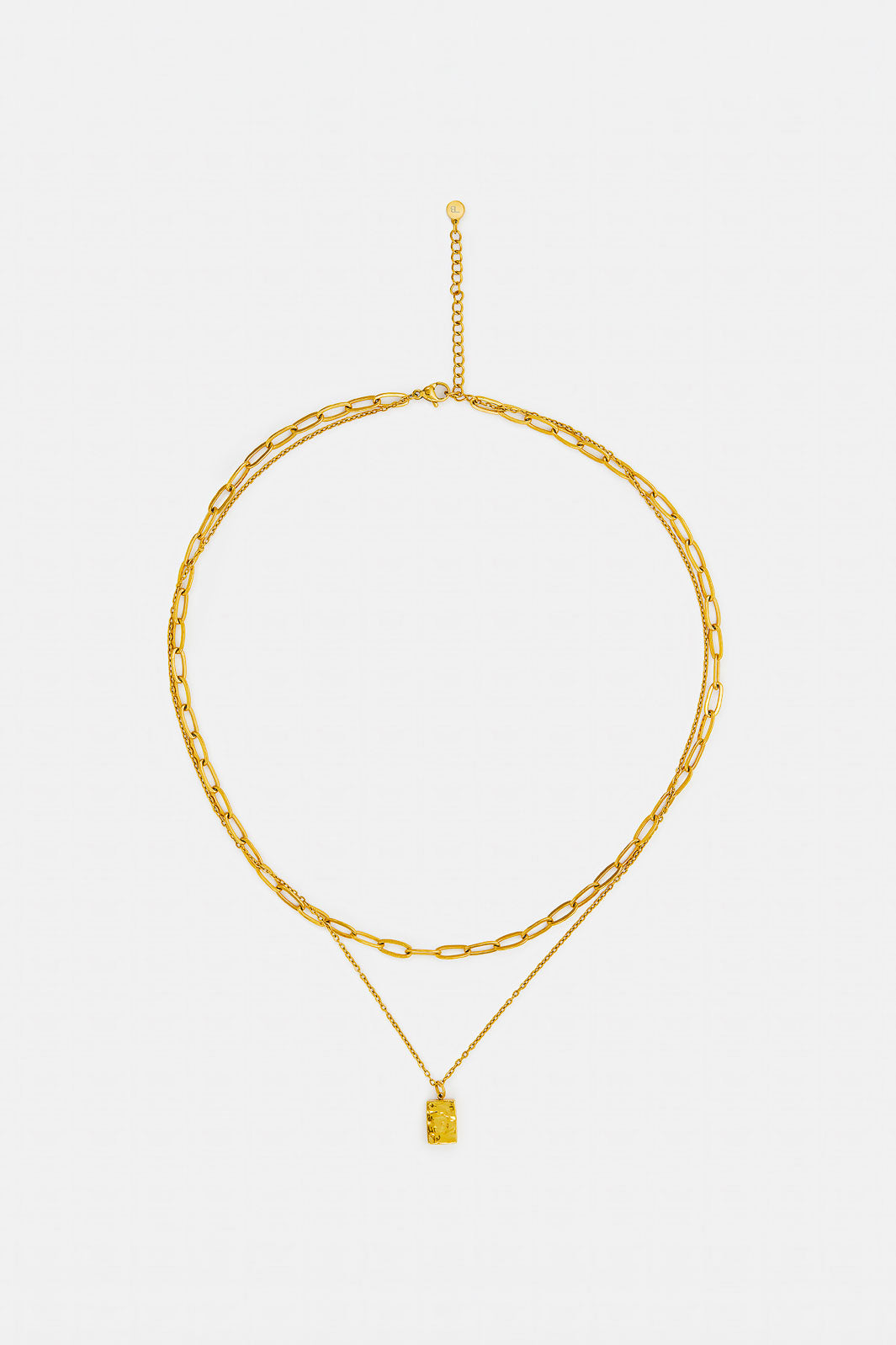 Stacked Necklace with Paperclip & Charm