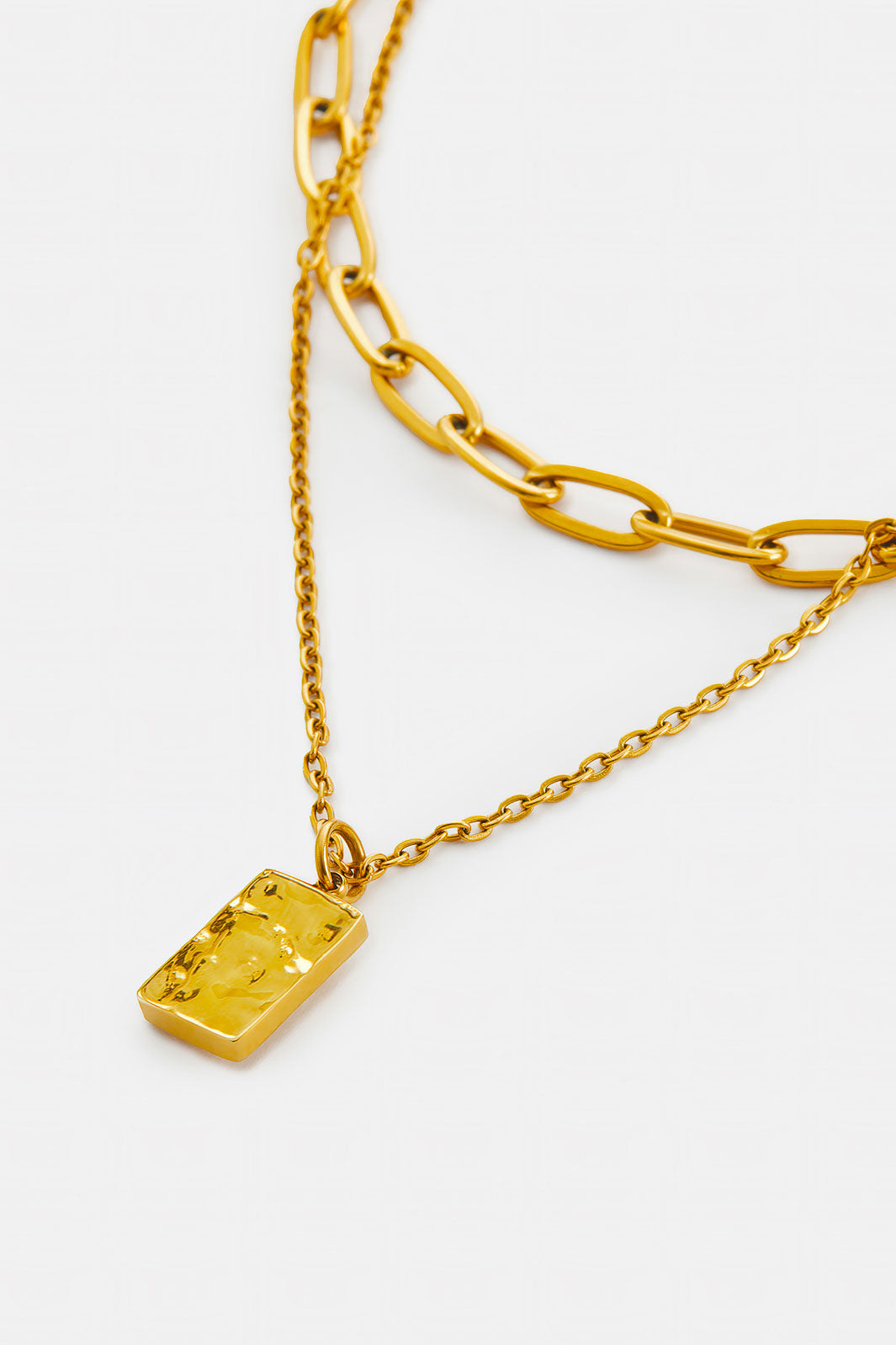 Stacked Necklace with Paperclip & Charm